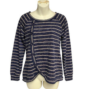 Maurice’s size small Navy Striped Faux Buttons long sleeve shirt